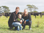 John Wyatt, wife Kristina and son Caleb on their farm.