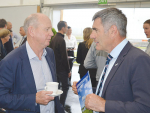 Fonterra Shareholders Fund chairman John Shewan chats with National’s agriculture spokesman Nathan Guy at the co-op’s annual meeting earlier this month.