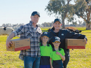 Victorian farmers who supply Fonterra’s Stanhope plant – Jared and Courtney Ireland with children Addison, 8 and Logan, 6.