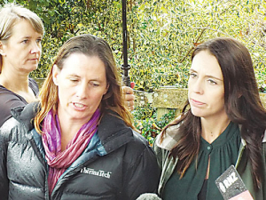 Prime Minister Jacinda Ardern (right) and Feds president Katie Milne on a Waikato farm last week.