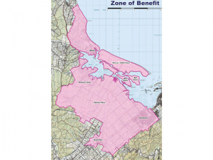 The proposed zone of benefit of the Waimea Community Dam as published in a 2017 Tasman District Council consultation document. SUPPLIED