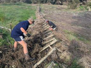 Geraldine High Primary Industry Academy students Quinn Foley-Smith, Bryn Chisholm and Jacob Muff working on Hawke’s Bay fencelines during their school holidays.