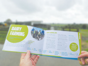 The new booklet lists specific job options in the dairy industry.