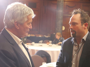 Former Ag Minister Damien O’Connor and Federated Farmers board member Richard McIntyre at Parliament.