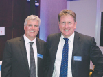 Oceania Dairy supplier Andrew McFarlane (left) and general manager Roger Usmar.