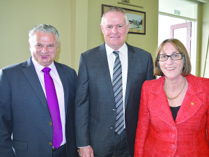 New Fonterra chief (centre) with re-elected director Brent Goldsack and new director Cathy Quinn