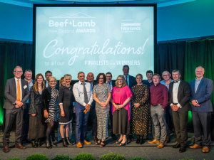 Beef + Lamb New Zealand chairman Andrew Morrison with the award winners.