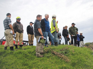 Farmers attending the field day at Niels Hansen’s farm in Taranaki last month.