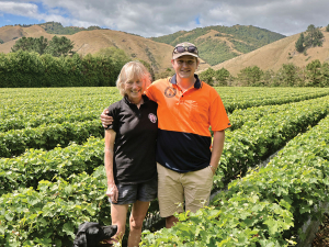 Kate Gibbs with son Harry at Stanmore Farm.