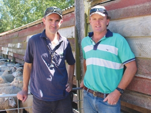 The two farmers of the commercial properties which ran the trial Simon Wilson of Mt Hebert Station in Waipukurau (right) and manager of Taratahi’s Glenside Station Reuben McClean, Gladstone, say the trial confirmed for them that EBVs work.