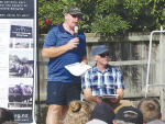 Lincoln University Dairy Farm manager Peter Hancox (left) addresses a recent field day with farming consultant Jeremy Savage.