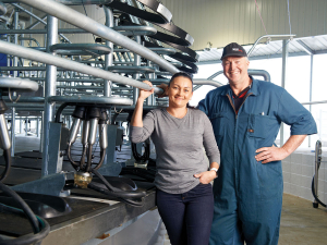 John and Debbie Moorby in their new dairy plant.