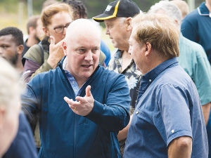 Prime Minister Christopher Luxon meeting farmers at Mystery Creek, Hamilton last week.