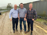 Prime Minister Christopher Luxon with Federated Farmers president Wayne Langford and Agriculture Minister Todd McClay.