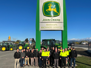 From Left: Tim Ormrod – Senior Vice President ANZ, Brandt. Tony Candy – Former Owner, Wairarapa Machinery Services Ltd and Brandt staff. 