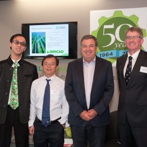 From left Dr Paul Cheng (LU), Dr Xiaopeng Huang (Yili), Peter Barrowclough (Lincoln Agritech Ltd), Shane Lodge (Oceania Dairy).