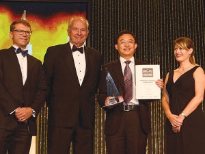  Left to Right: Paul Goldsmith, Commerce and Consumer Affairs Minister; Sir Don MacKinnon, former Deputy Prime Minister; Terry Lee; and Shelley Ruha, director BNZ Partners.