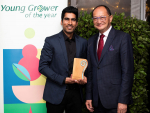 Maninder Singh (left) with Meng Foon at the Gisborne Young Grower of the Year 2022 event.