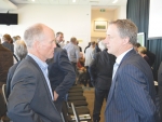 Chief executive Dean Hamilton with SFF shareholder Allan Richardson at the special AGM.