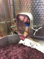 Intern Ben Holt, digging out the tanks in Burgundy.