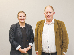 Chloe Jones with Waikato farmer Gray Baldwin