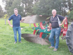 Hayden Allison (left) and Graham Miller prepare the plough they will use in coaching Nigel Woodhead to use at Thornbury.