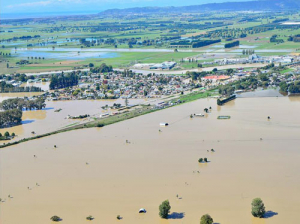 Flooded farms around Edgecumbe in April this year.
