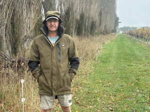 Steve Pellett takes a walk in the rain at Stanley Estates