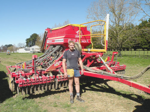 Bill Patrick, Wairarapa, with his new Duncan Renovator drill.