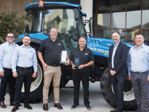 From left, Craig Hodgetts and Jean-Pierre Van Heerden, CNH, Robby Smith and Graham Willan, Stevenson and Taylor, and David Gibson and David Knowles, CNH.