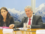 Agriculture Minister Damien O’Connor and former PM Jacinda Ardern at the announcement of the M. Bovis eradication plan back in 2018.
