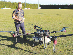 Drone Spray founder, Jono Scott, of Canterbury, says that arable applications are increasing as drones get bigger and more efficient.