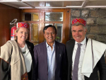 From left: Danielle Adsett, NZAPI, Jagat Singh Negi, Horticulture Minister for state of Himachal Pradesh and Special Agricultural Trade Envoy, Nathan Guy. Photo Credit: NZAPI Linkedin page.