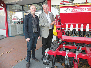Clough Agriculture chair Don McFarlane (right) and Giltrap Engineering managing director Craig Mulgrew.