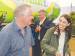 Prime Minister Jacinda Ardern and Fonterra chair Peter McBride during the net zero farm launch at the National Fieldays.