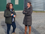 Associate Minister for ACC Nicola Grigg (right) and Safer Farms ambassador Lindy Nelson talk safety during an event on a Canterbury farm celebrating a big drop in farm-related ACC claims.
