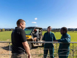 Head of School of Agriculture and Environment Professor Paul Kenyon and Massey students.