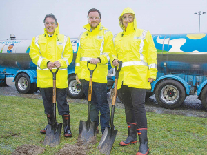 Fonterra chief operating officer global operations, Robert Spurway, Selwyn District Mayor Sam Broughton and MP Hon. Amy Adams.