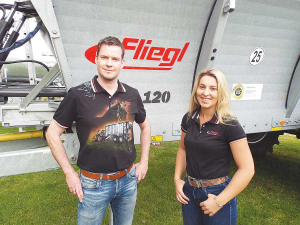 Left to Right: Sebastian Smija sales manager-Asia and Kayla Wylie Fliegl NZ at the southern field days.