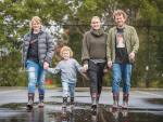 The Jack family from left to right Ethan, Nixon, Melissa and Dave with their Reb Band gumboots.
