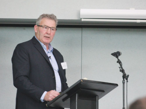 Fonterra director John Monaghan addresses the Northland Dairy Development Trust meeting last week.