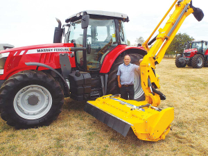 Hamilton-based Ag and Civil Machinery Direct’s product manager David Williams with the Shelbourne HD 876 VFRT hedge cutter.