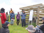 Visitors to the open day looking at a system to measure nitrogen leaching at the sheep farm.