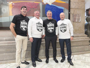 In India last week to promote NZ lamb, from left former Black Caps captain Stephen Fleming, Rob Hewett, Nathan Guy and Mike Pattersen. Source: Nathan Guy LinkedIn Page