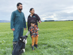 Jaspal Singh, wife Ruby and son Ryan on the Culverden farm where they contract milk 740 cows.