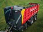 Chopped crop is moved rearwards in the wagon, using double-sided, hydraulically driven floor chains.
