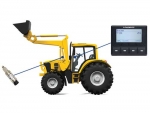 Trimble Loadrite system is based around a hydraulic transducer built into the lift ram and it converts the differences in hydraulic pressure to screen (above).