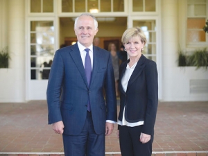 New Australian Prime Minister Malcolm Turnbull and deputy PM Julie Bishop.