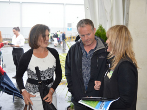 Leonie Guiney and husband Kieran Guiney registering at Fonterra’s AGM today.