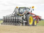 A custom-built, eight-row, linkage-mounted precision planter for South Catlins-based ag contractor, Hamish Golden.
